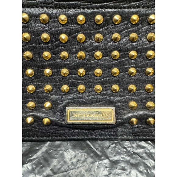 Vintage Burberry Women s Studded Leather Clutch Bag Black ITALBSRL239CAL 8.5 x 5 - Picture 3 of 10